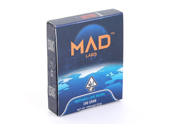 ประเทศจีน กล่องบรรจุกัญชาที่ผ่านการกลั่นสีน้ำเงินกล่องบรรจุน้ำมัน CBD แบบกำหนดเอง โรงงาน